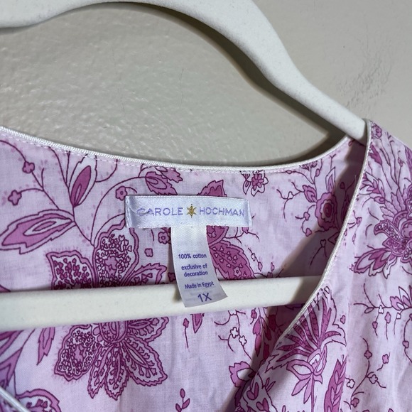 Carol Hochman Nightgown Pj Dress 100 Cotton Floral Pink Long Sleeve Preppy 1X XL - Picture 8 of 12